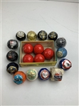 Collection of 19 Vintage Wrapped Golf Balls Including Dunlop, Slazenger, and Penfold