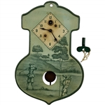 Vintage Lux Clock Manufacturing Co. Golf Theme Lithographed Metal Pendulet Wall Clock