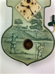 Vintage Lux Clock Manufacturing Co. Golf Theme Lithographed Metal Pendulet Wall Clock
