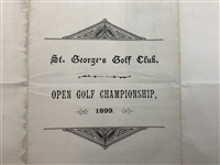 Scarce 1899 Open Championship at St. George's Program w/ Pairings - Harry Vardon Win