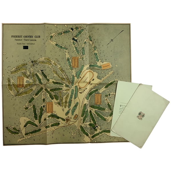 c.1921 Pinehurst Country Club Golf Memorabilia Featuring Map by Donald J. Ross