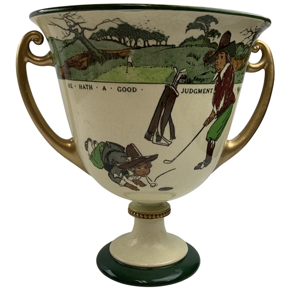 Royal Doulton Rare Large Chas. Crombie Rules of Golf Series Ware Two-Handled Pedestal Bowl Loving Cup