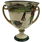 Royal Doulton Rare Large Chas. Crombie Rules of Golf Series Ware Two-Handled Pedestal Bowl Loving Cup