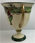 Royal Doulton Rare Large Chas. Crombie Rules of Golf Series Ware Two-Handled Pedestal Bowl Loving Cup