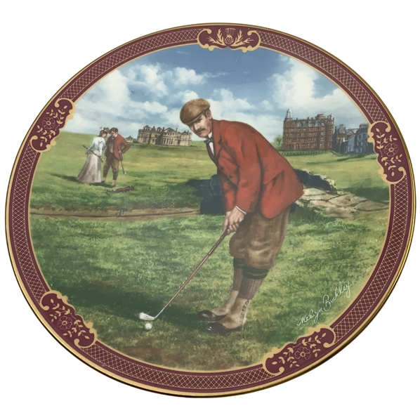 Royal Worcester Golfing Collection Porcelain Decorative Plate The Clubhouse by Melvyn Buckley