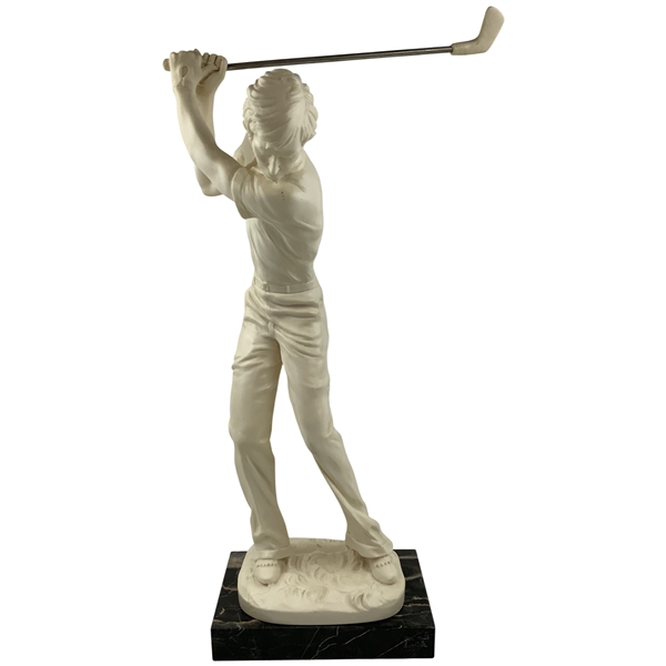 Mid 20th Century Italian Artist Amilcare Santini Marble Golfer Sculpture on Base