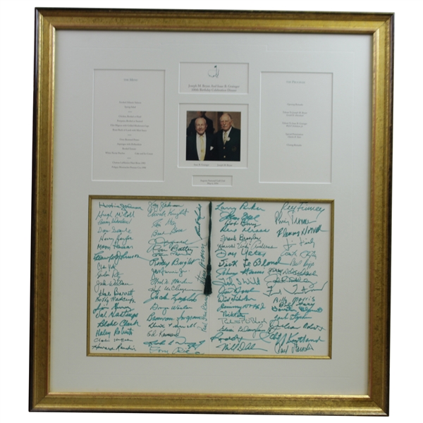 Multi-Signed Augusta National GC 1994 100th Birthday Celebration Dinner Menu for Ike Grainger & Joe Bryan