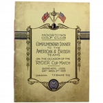 1929 Ryder Cup Commemorative Reprint Dinner Menu and Program Moortown Golf Club