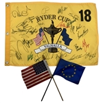 US & Europe 26x Signed 2008 Ryder Cup at Valhalla Flag w/ Flags JSA ALOA