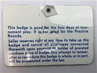 Fuzzy Zoeller Signed 1979 Masters Tournament SERIES Badge #8882 JSA ALOA