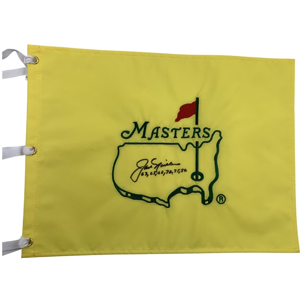 Jack Nicklaus Signed Undated Masters Embroidered Flag w/Years Won JSA ALOA