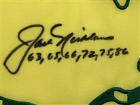 Jack Nicklaus Signed Undated Masters Embroidered Flag w/Years Won JSA ALOA