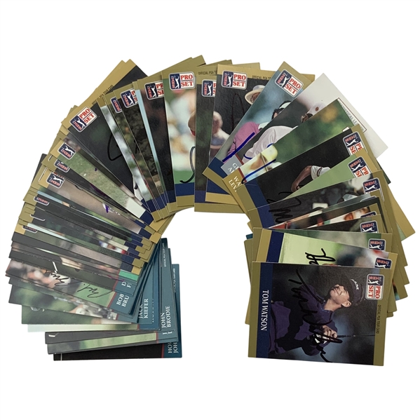 Large Collection of (65) Signed 1991 Pro Set PGA Tour Golf Cards JSA ALOA