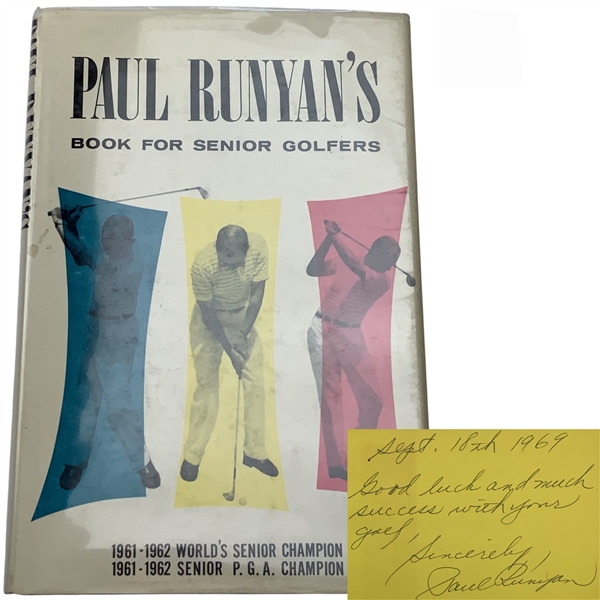 Paul Runyan Signed Paul Runyans Book for Senior Golfers. 1962. First Edition JSA ALOA