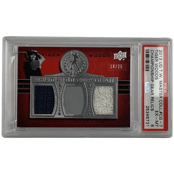 2013 Upper Deck Tiger Woods Master Collection Championship Gear Relics #CG-7 PSA 6 18/25
