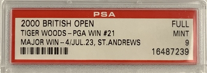 2000 Open Championship at St Andrews Final Rd Sunday FULL Ticket - Tiger Woods Grand Slam Victory PSA MINT 9