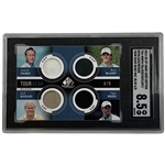 2014 SP Game Used Golf Tour Gear Quad Blue Tiger Woods, Jack Nicklaus, Arnold Palmer & Rory McIlroy (RC) SSP #6/8 Card SGC 8.5