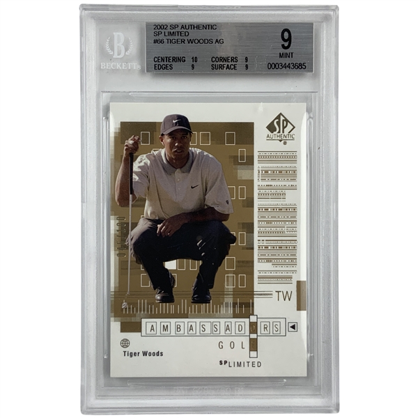 2002 Upper Deck SP Authentic Tiger Woods Ambassadors Golf SP Limited /100 #66 BGS 9 Mint