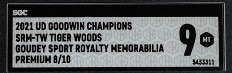 2021 Upper Deck Goodwin Champions Tiger Woods Goudey Sport Royalty Memorabilia Premium Card 08/10 SGC 9 MT
