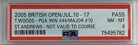 2005 British Open R&A Member Clubhouse Pass Tiger Woods 10th Major Win PSA 8 NM-MT
