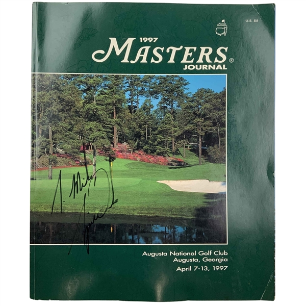 Tiger Woods Signed 1997 Masters Journal w/Pairing Sheet Set JSA ALOA