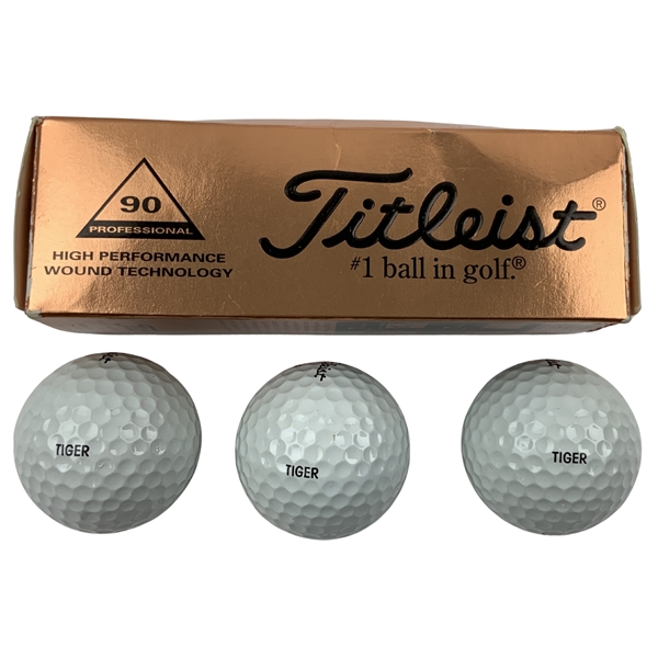 Tiger Woods Personal TIGER Titleist Professional 90 (3) Golf Balls with Original Sleeve