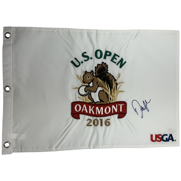 Dustin Johnson Signed 2016 U.S. Open Oakmont Country Club Flag JSA ALOA