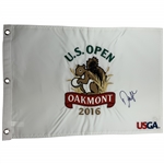 Dustin Johnson Signed 2016 U.S. Open Oakmont Country Club Flag JSA ALOA
