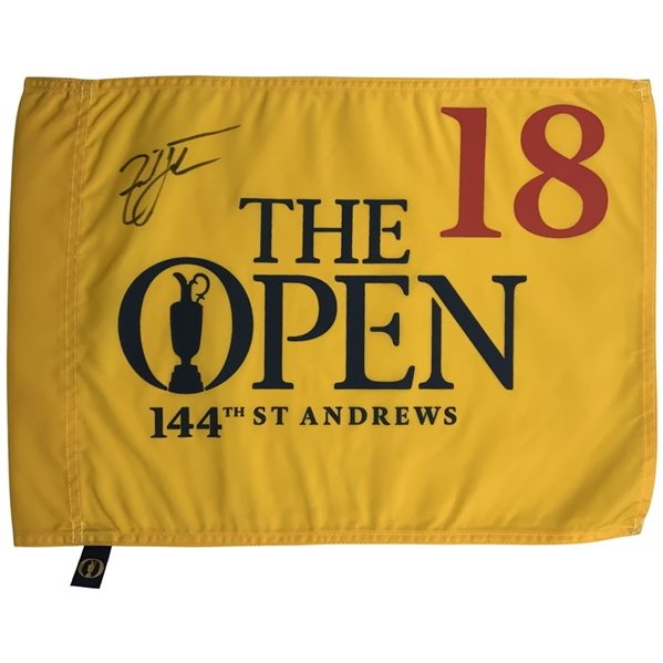 Zach Johnson Signed 2015 144th Open Championship St Andrews Flag JSA ALOA