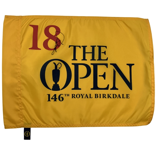 Jordan Spieth Signed 2017 Open Championship at Royal Birkdale Flag JSA ALOA