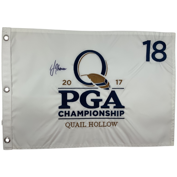 Justin Thomas Signed 2017 PGA Championship Flag JSA ALOA