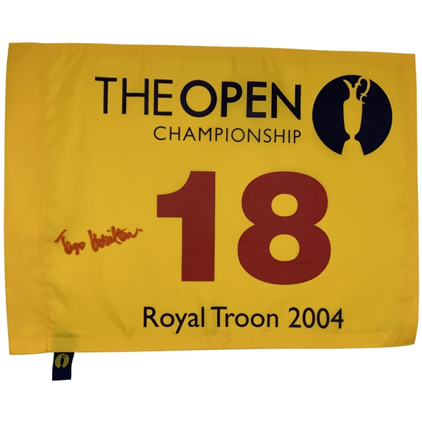 Todd Hamilton Signed 2004 Open Championship at Royal Troon Flag JSA ALOA