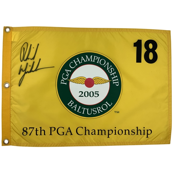 Phil Mickelson Signed 2005 PGA Championship at Baltusrol Flag JSA ALOA