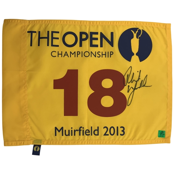 Phil Mickelson Signed 2013 Open Championship at Muirfield Flag JSA ALOA