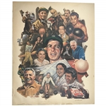 Italian American Sports Legends w/ Sarazen, Dimaggio Ltd Ed #310/1000 Litho on Canvas by Carlo Beninati