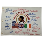 Dual-Team Signed 2021 Walker Cup at Seminole Embroidered Flag JSA ALOA