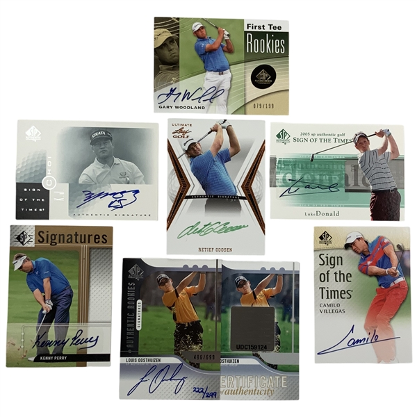 A Collection of Seven Autographed Professional Golf Trading Cards Including Gary Woodland and Louis Oosthuizen