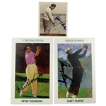Johnny Bulla, Peter Thomson & Gary Player Signed Cards JSA