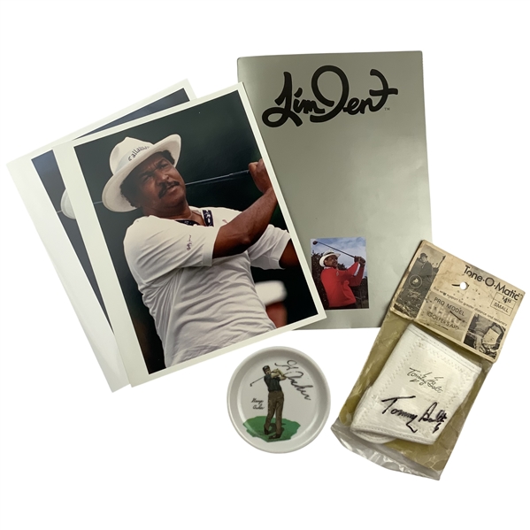 Archer Signed Ashtray, Bolt Signed Tone O Matic Aid w/ Jim Dent Promotional Photos JSA