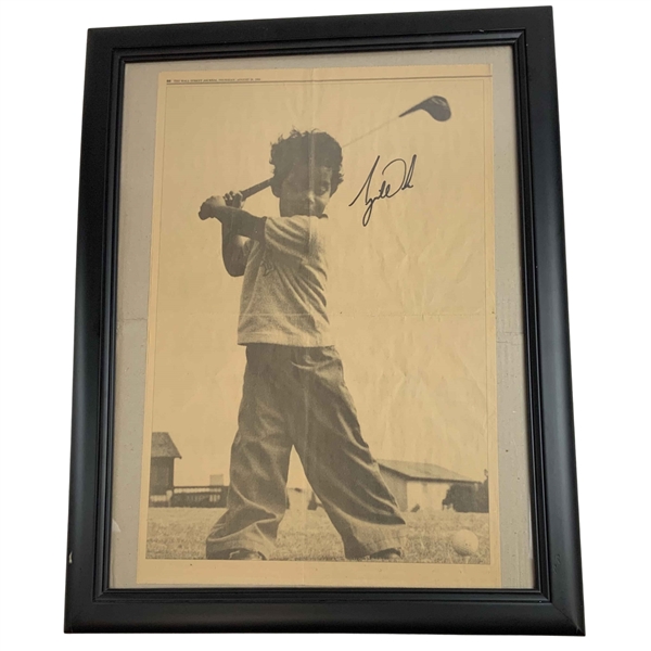Tiger Woods Signed 1996 Wall Street Journal Young Cub Full Size Newspaper Page Beckett LOA Grade 9