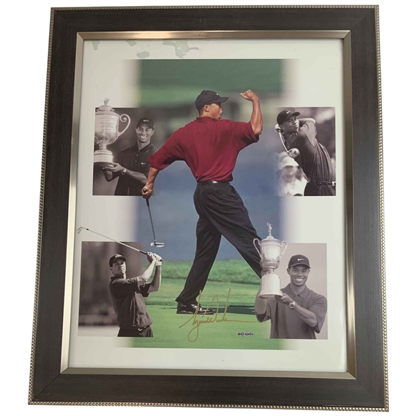 Tiger Woods Signed The Majors Fist Pump 16x20 Print UDA - 2001 Promo Card Image
