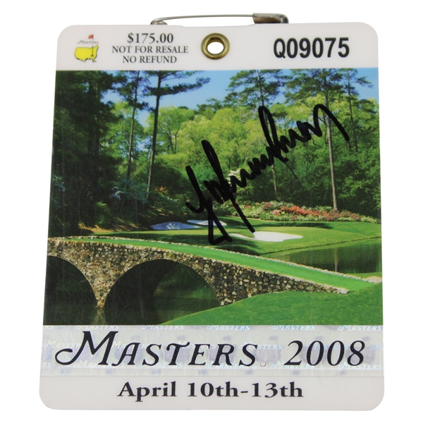 Trevor Immelman Signed 2008 Masters Tournament SERIES Badge #Q09075 JSA ALOA