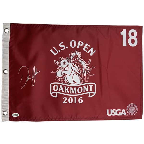 Dustin Johnson Signed 2016 U.S. Open at Oakmont Flag JSA#CN16967