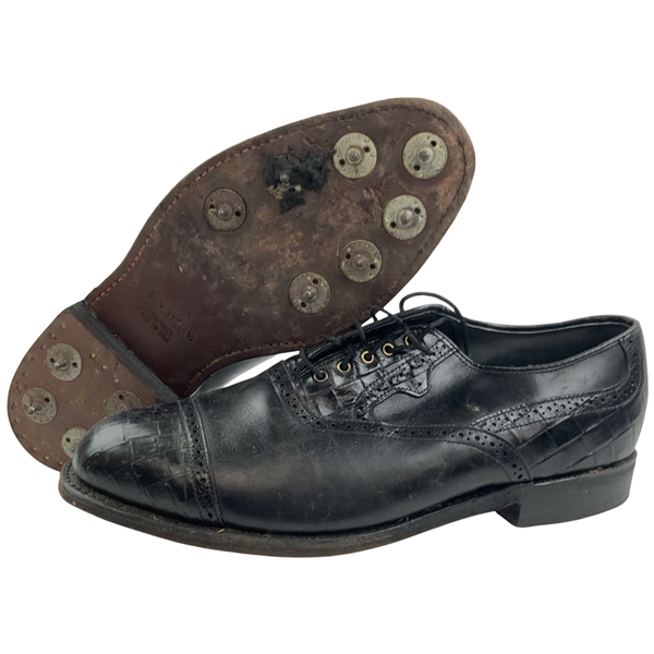 Greg Normans Personal Pair of FootJoy Classics Dry Handcrafted USA Mens Exotic Alligator Print Leather Golf Shoes