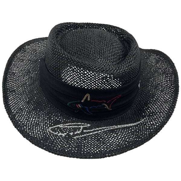 Greg Normans Signed Personal Shark TaylorMade Signature Black Straw Golf Hat JSA ALOA
