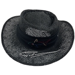 Greg Normans Signed Personal Shark TaylorMade Signature Black Straw Golf Hat JSA ALOA