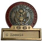 1961 US Amateur at Pebble Beach Contestant Badge for Chuck Kocsis - Jack Nicklaus 2nd Major Win