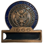 A Pair of USGA Women's Amateur Golf Championship Participant Pins from 1959 and 1964 w/ 1966 Junior Championship Contestant Badge 