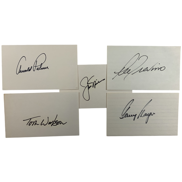 Palmer, Watson, Nicklaus, Trevino & Player Signed Cards JSA ALOA