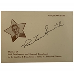 Horton Smith Signed Spalding Golf Development & Research Department Card - High Grade Example JSA ALOA
